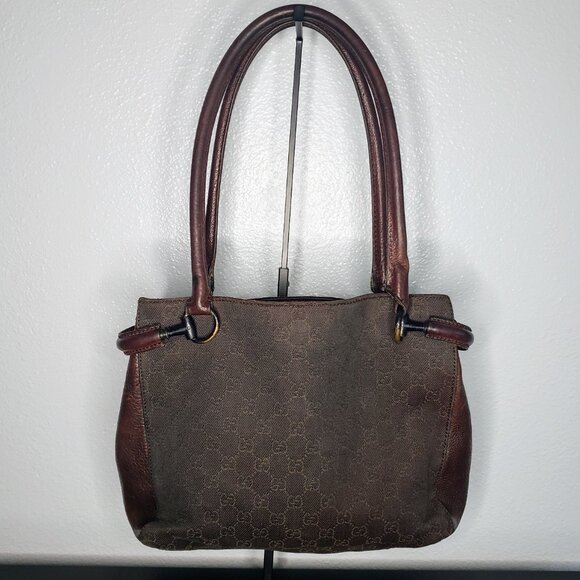 Gucci Tote - Vintage Chocolate Brown GG Canvas and Leather Trim w/ COA - Picture 1 of 13